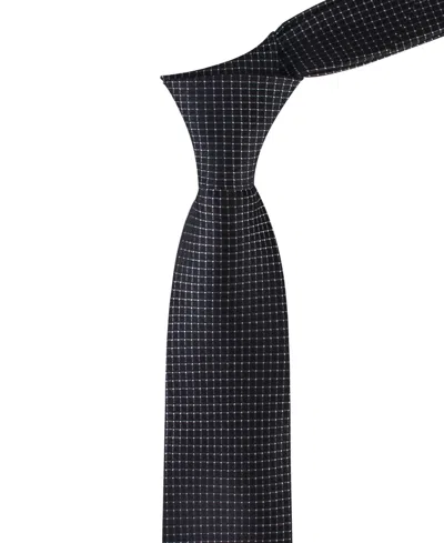 Calvin Klein Men's Grid Pattern Silk Tie In Metallic