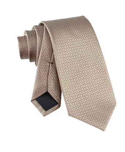 Calvin Klein Men's Grid Pattern Silk Tie In Brown