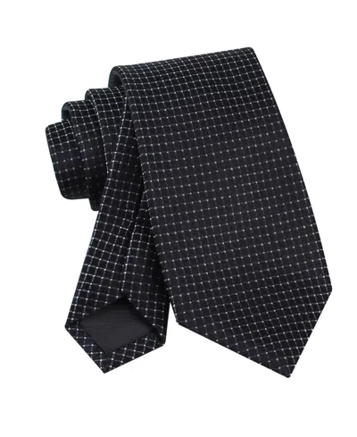 Calvin Klein Men's Grid Pattern Silk Tie In Metallic