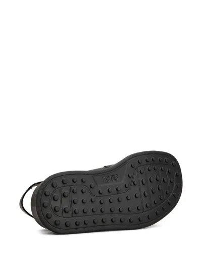 Tod's Leather Sandals With Double Strap And Maxi Buckle In Black