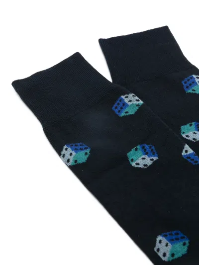 Paul Smith Dice-pattern Socks In Blue