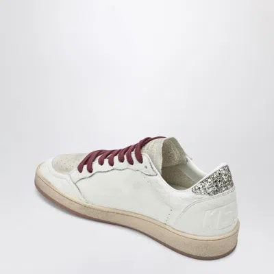 Golden Goose Ballstar White Low Top Sneakers With Glittered Star Patch On The Side And Glittered Heel With Logo L In Multi