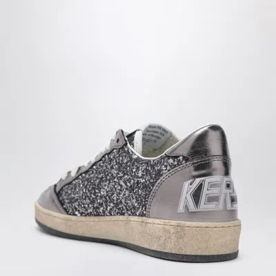 Golden Goose Deluxe Brand Women Ballstar Sneakers In Laminated Leather And Glitter In Gray