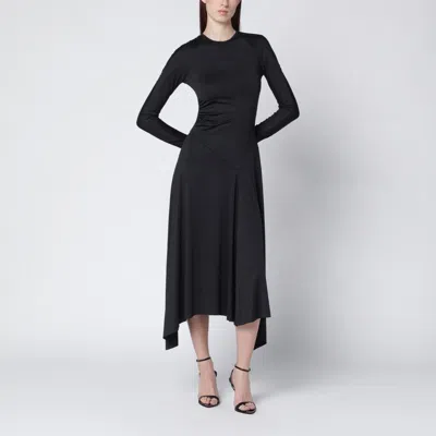 Victoria Beckham Draped Midi Skirt Asymmetric Design Slit In Black