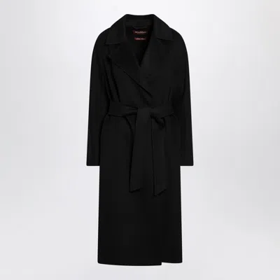 Max Mara Studio Black Coat With Belt In Black