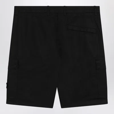 Stone Island Old Effect Cotton Cargo Bermuda Shorts Clothing In Black