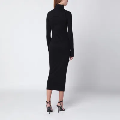 Off-white Black Cotton Midi Dress With Logo