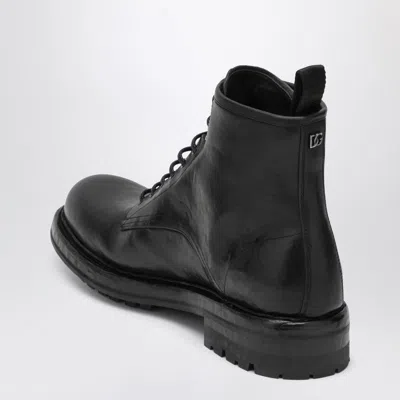 Dolce & Gabbana Leather Ankle Boot Chunky Sole In Black