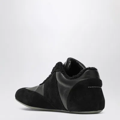 Mm6 Maison Margiela Contemporary Black Leather And Suede Sneakers With Square Toe