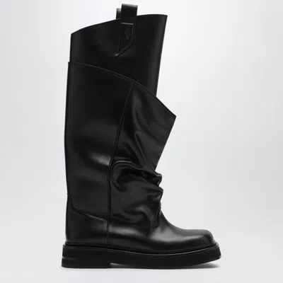 Attico Passeggiata Black Boots With Heel-tab And Rubber Sole In Leather Woman