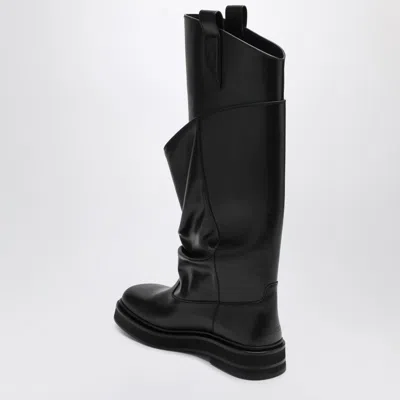 Attico Passeggiata Black Boots With Heel-tab And Rubber Sole In Leather Woman