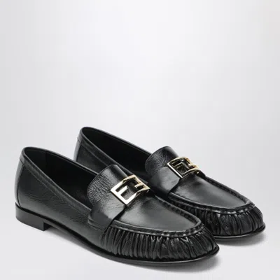 Fendi Nappa Leather Baguette Loafers Fringe Detail In Black