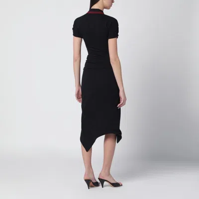 Vivienne Westwood Ruched Polo Dress Asymmetric Hem Keyhole In Black