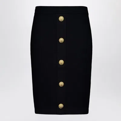 Balmain Knitted Vichy A-line Skirt With Jewel Buttons In Black