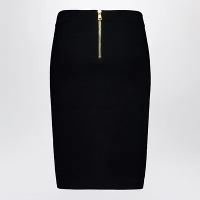 Balmain Knitted Vichy A-line Skirt With Jewel Buttons In Black