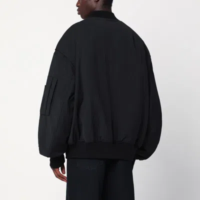 Entire Studios Black Stretch Polyester Blend Bomber Jacket In Black
