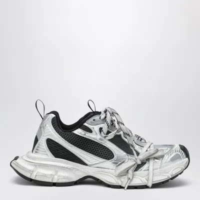 Balenciaga 3xl White Low Top Sneakers With Logo Detail In Tech Fabric Man In Silver