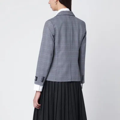 Maison Kitsuné Blue Checked Single-breasted Blazer In Gray