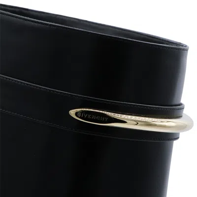 Givenchy Black Sandals With Logo Plaque On The Front And High Wedge Heel In Leather Woman