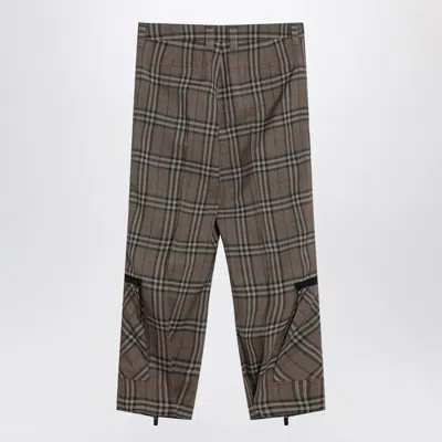 Burberry Cargo Pants Check Pattern In Silk Blend In Brown