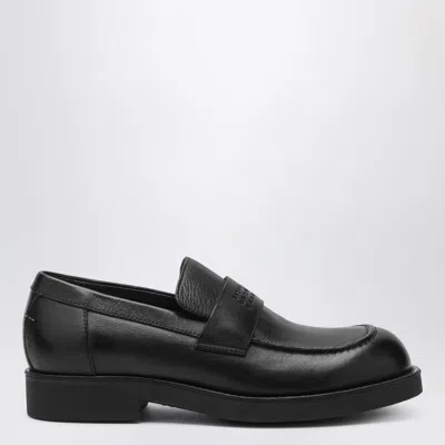 Mm6 Maison Margiela Black Calf Leather Bos Taurus Slip-on Loafers