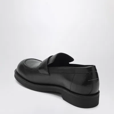 Mm6 Maison Margiela Black Calf Leather Bos Taurus Slip-on Loafers