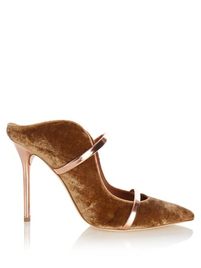 Malone Souliers Maureen Velvet Mules In Gold