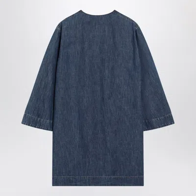 Valentino Vlogo Signature Denim Dress Three Quarter Sleeves In Blue