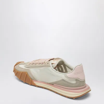 Dolce & Gabbana Dg Athletic Sneakers In Ivory And Pink Fabric And Leather In Multi