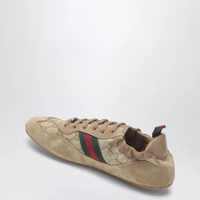 Gucci Shift Low Top Sneakers Rubber Sole Stripe In Brown