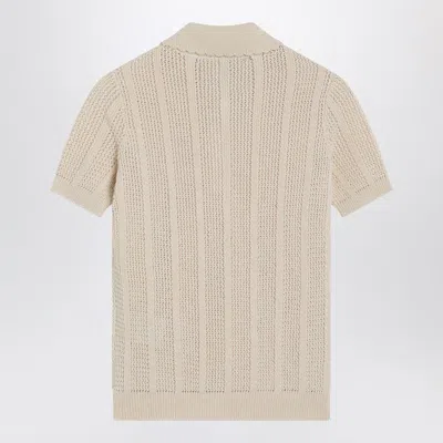 Valentino Embroidered Cotton Knit Polo Woman Ivory Xs In Neutral