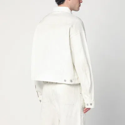 Entire Studios Collared Neck Denim Jacket Side Pockets In White