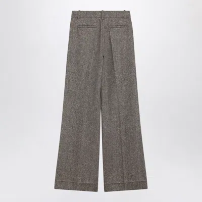Valentino Patterned Wool Pants In Brown