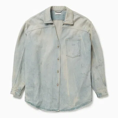 1989 Studio Denim Overshirt With Chest Pocket And Faded Wash In Blue