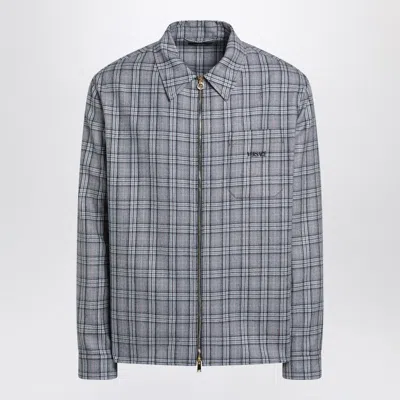 Versace Wool Shirt Featuring Embroidery Button Cuffs In Silver