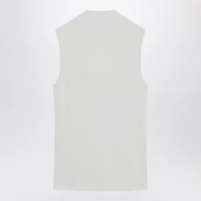 Lemaire Tie-neck Ribbed Stretch-cotton And Linen-blend Jersey Top In White