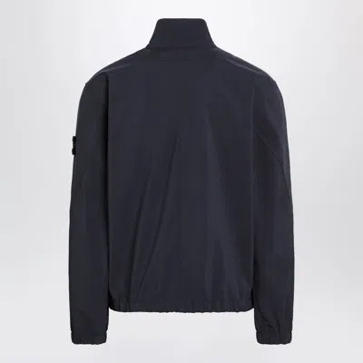 Stone Island Stretch Polyester Jacket Elastic Cuffs High Collar In Blue