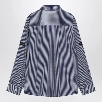 Balenciaga Poplin Shirt Striped Long Sleeves Pocket In Blue