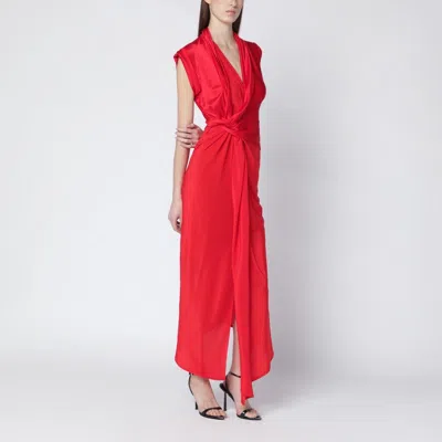 Victoria Beckham Womens Cardinal Red Asymmetric Plunge Stretch-woven Maxi Dress