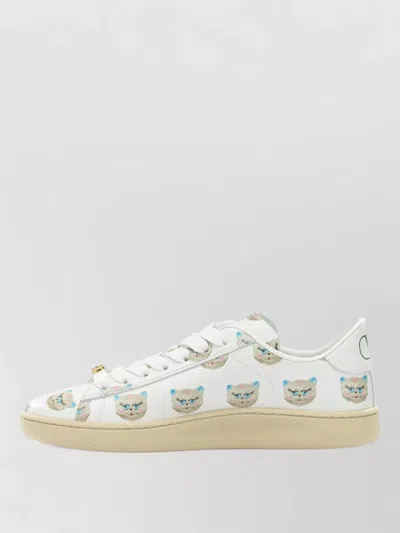Valentino Garavani Royco Vlogo Cat-print Leather Sneakers In White