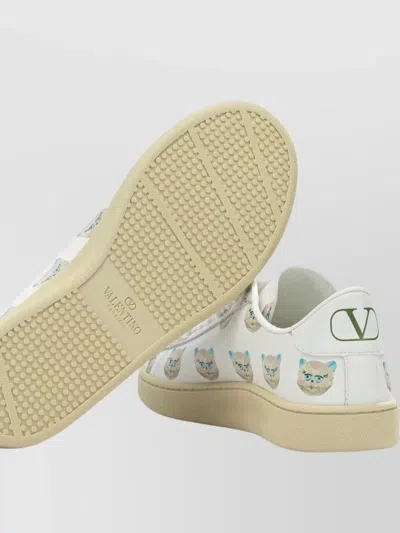Valentino Garavani Royco Vlogo Cat-print Leather Sneakers In White