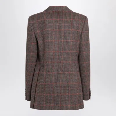 Chloé Single-breasted Checked Brown Wool Jacket In Brown