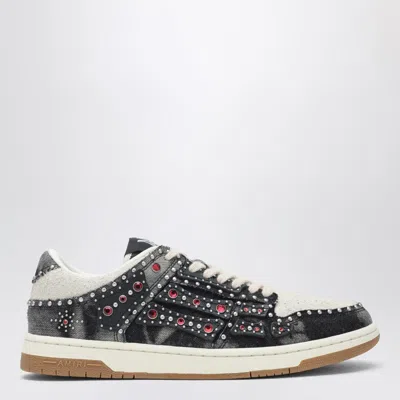 Amiri Skel Top Black Sneaker With Beads And Crystals Application And Logo On The Heel In Fabric And Cotton In Blue