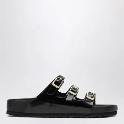 Birkenstock Black Sandals With Adjustable Straps And Gold-tone Buckles