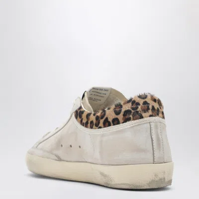 Golden Goose Super Star Leather Upper Horsy Leo Printed Collar Suede Star Sneakers White In Neutral
