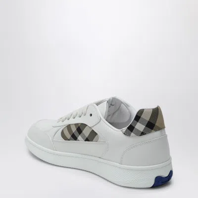 Burberry Terrace Sneakers In Leather And Beige Check Men In White