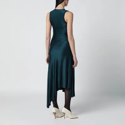 Victoria Beckham Womens Dark Teal Twist Asymmetric-hem Woven Midi Dress In Green