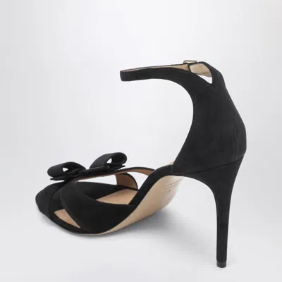 Ferragamo Roxy 90 Vara Bow Suede Sandals In Black