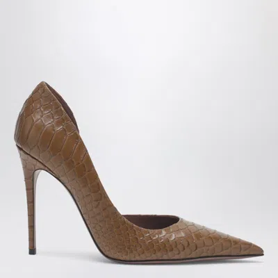 Paris Texas Vera 105 Coffee-colored Leather Pumps With Python-effect In Brown