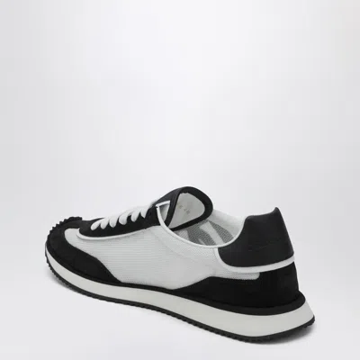 Dolce & Gabbana Dg Cushion White And Black Low Top Sneakers With Logo Print In Mixed Materials Woman